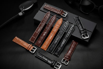 Calfskin Leather Watch Strap 18mm 20mm 22mm 24mm Watchband For Women Men Watch Accessories Solid Buckle Black Brown The Watch Sphere