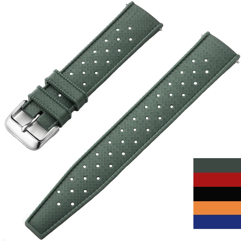 CLASSIC TROPICAL STYLE FKM Watch Strap for Oris Seiko Citizen Tropic Watchbands WristBand Bracelets Replaement 18mm 20mm 22mm The Watch Sphere